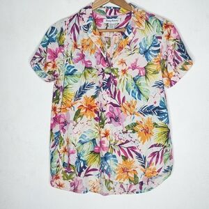 Tommy Bahama Floral Camp Hawaiian Shirt 100% Silk Colorful Women's XS